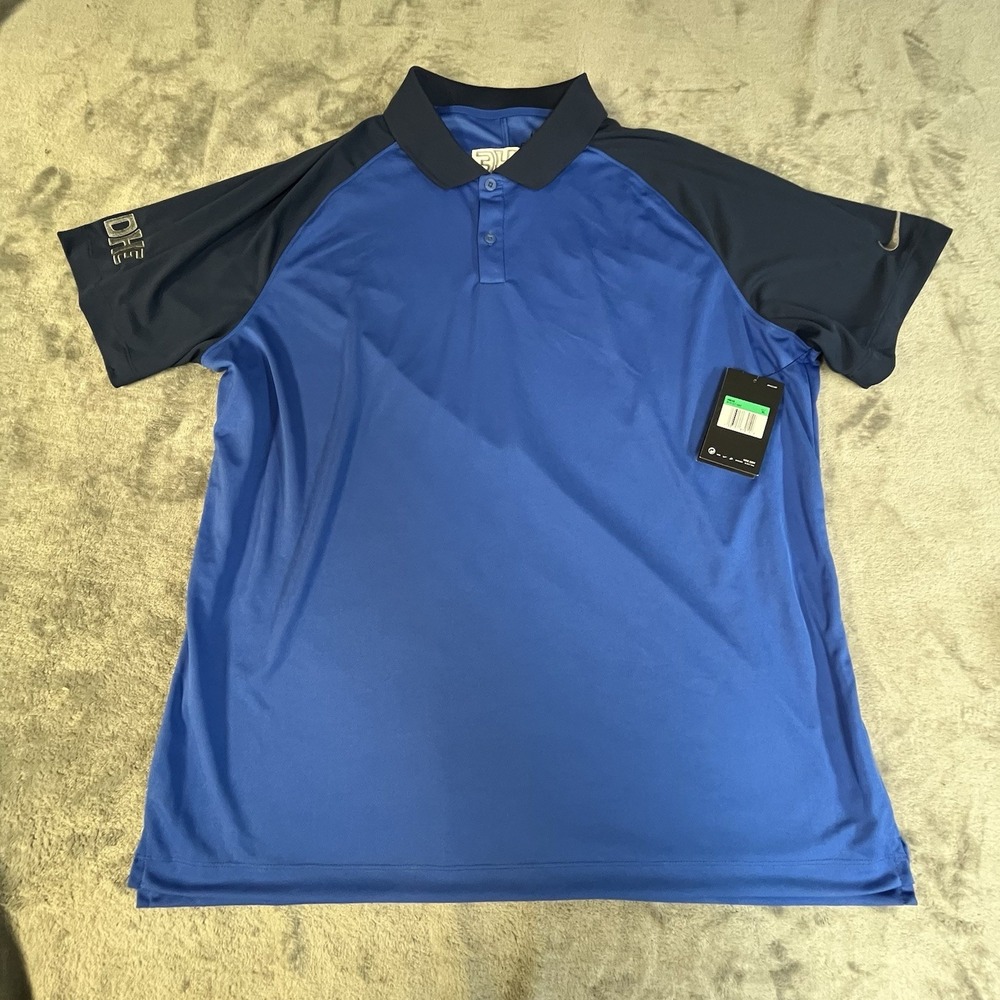 NWT Nike Golf Dri-Fit Navy Blue Mens XL Corporate Logo Short‎ Sleeve Polo Shirt